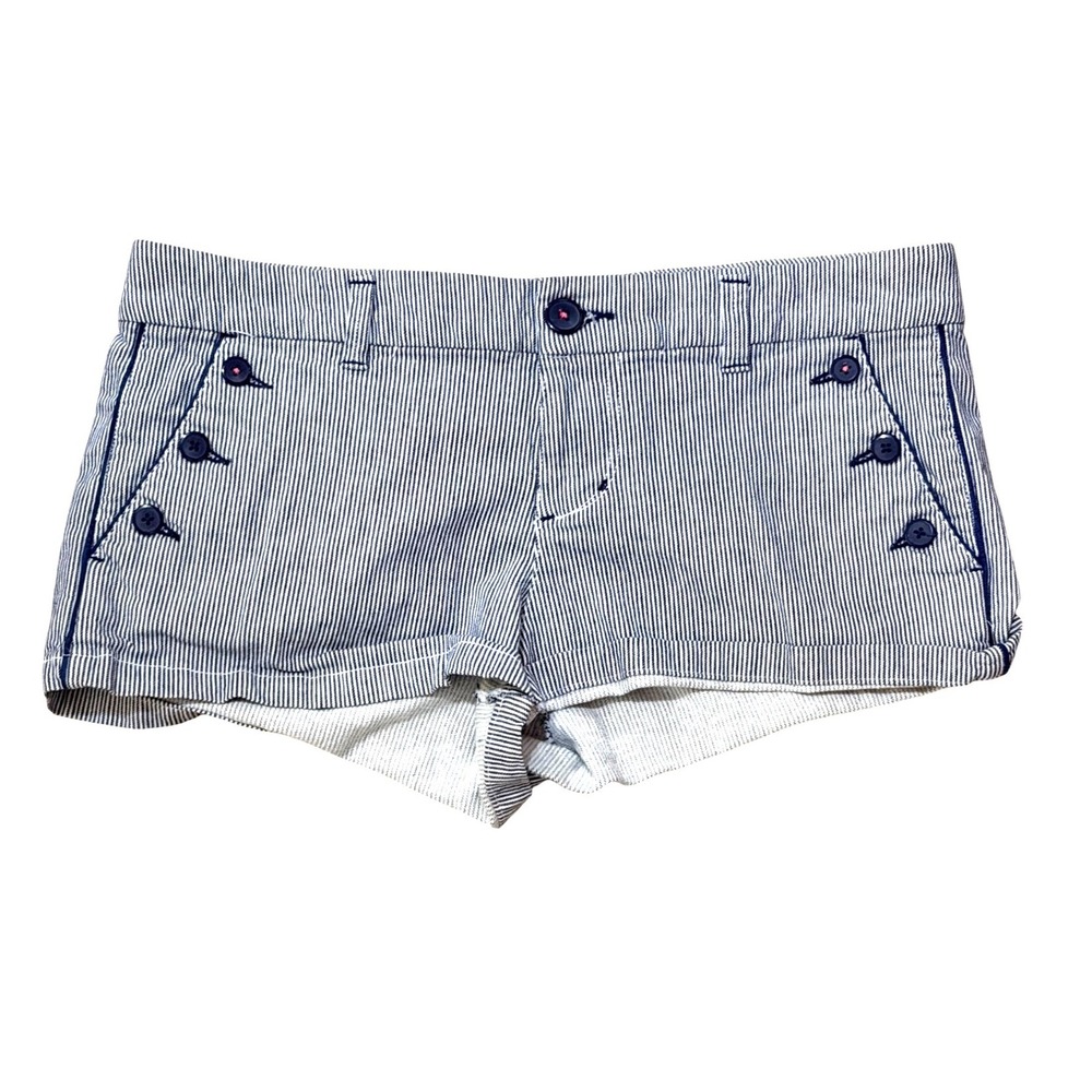 Vintage Y2K American Eagle Sailor Shorts Womens 8 Navy White Nautical Low Rise